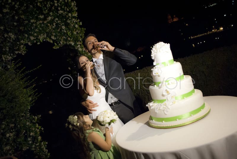 Torta nuziale e orchidee